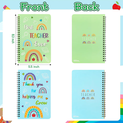Teacher Sticky Note A5 Notebooks Pens Stationary Set: Teacher Appreciation Gift, Spiral Notebooks, Black Gel Pen,