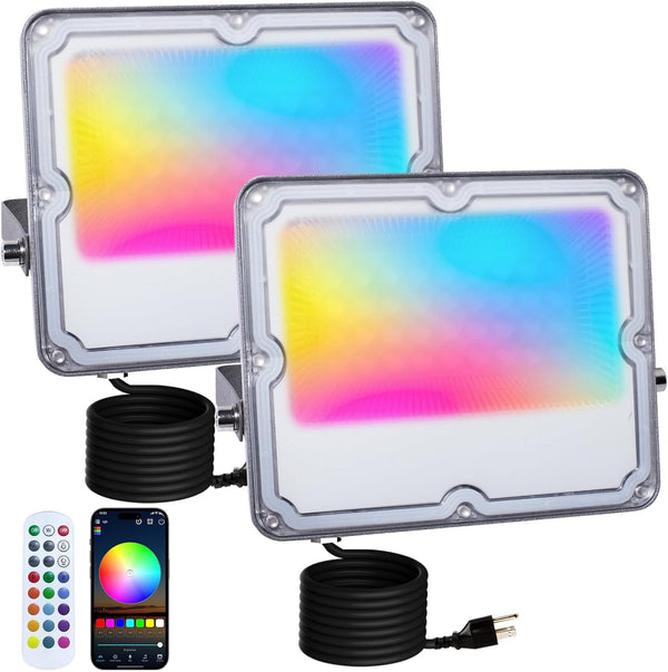 RGB LED Flood Lights Outdoor,Color Changing,30W (300W Equivalent),3000LM, Works with Bluetooth App