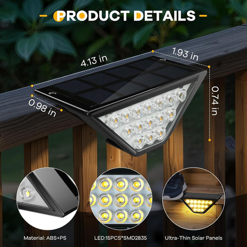 BKBB PPBB (6, Solar Step Lights for Outside, Solar Stair Lights Outdoor Waterproof, Deck Step Lights for Fence, Patio