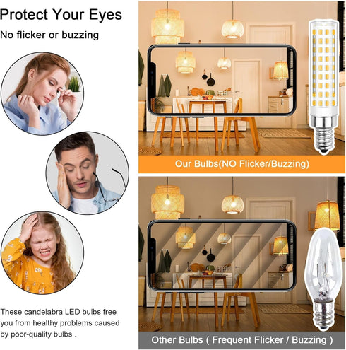 Dimmable E12 Bulb 100W E12 Bulb,3000K White,AC120V 10W 1100 T4 Bulbs Lamp,4 Pack Led Equivalent Long Warm Lumen LED