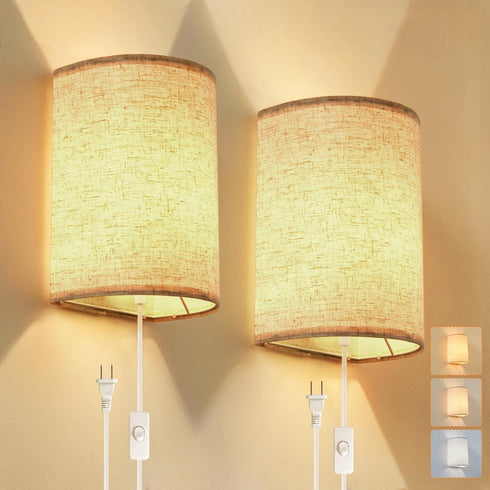Plug in Wall Sconce, 3 Colors Wall Sconces Set of Two, Industrial