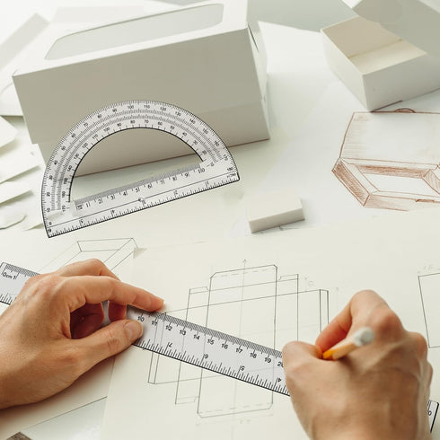 Tdfronien 2 Packs 12 Inch 6 Inch Set Set Set Plastic Ruler and Plastic Protractor Clear Math Geometry Classroom Angle