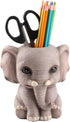 Elephant Pen Pencil Holder - Cute Animal Ornament Makeup Brush Holder for Home Office Desk Decor Organizer