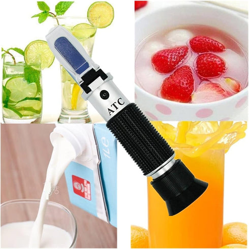 VGVGV 0-90% Brix Refractometer, Handheld Sugar Refractometer Brix Content Juice Liquids Tester with ATC Measurement
