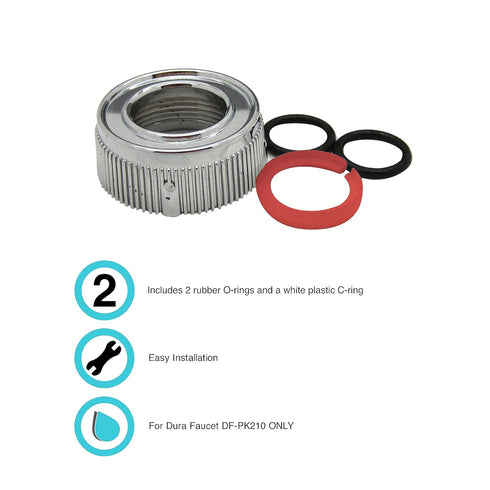 Dura Faucet DF-RK510-CP RV Faucet Spout Nut and Rings Replacement Kit, Chrome Polished