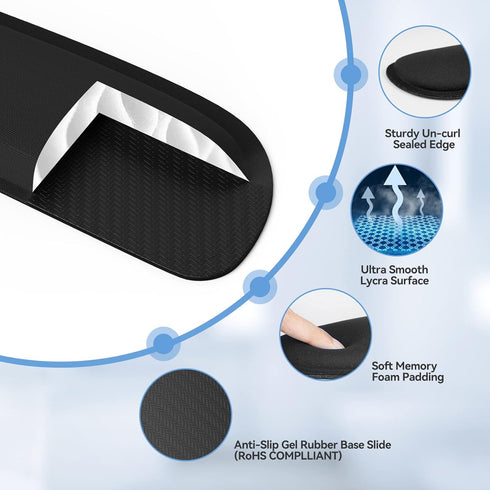 Set TECKNET Keyboard Wrist Rest and Mouse Pad with Wrist Support, Memory Foam for Computer/Laptop/Mac, Lightweight