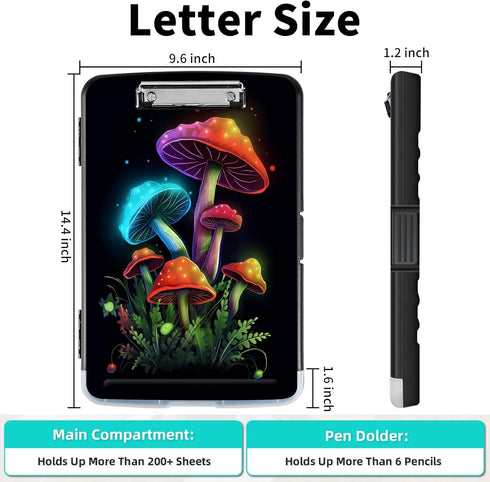 Clipboard with Storage, Heavy Duty Plastic Clipboard Case Box with Pen Holder, Storage Box with Clips for School Office