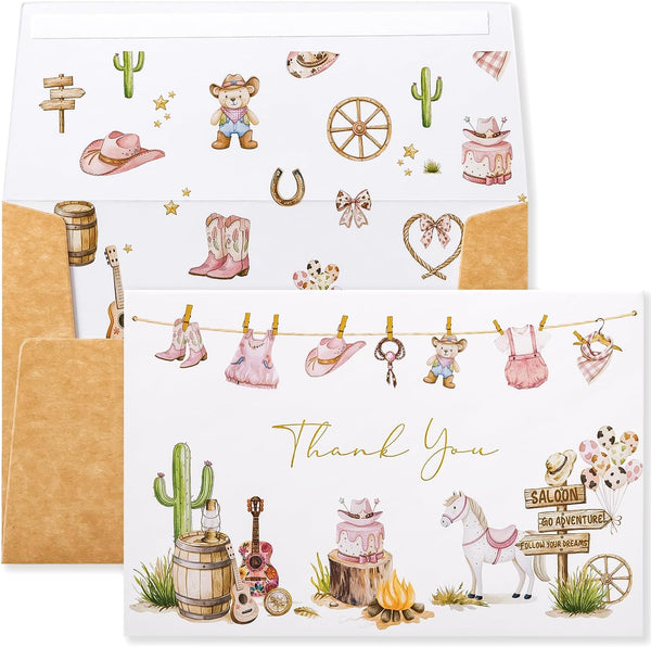 Crisky Baby Shower Thank You Cards for Girl with Envelopes, 50 Pack