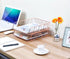 PAG Set of 2 Metal Stackable File Document Letter Tray Organizer for Desk, Rose Gold Office Supplies