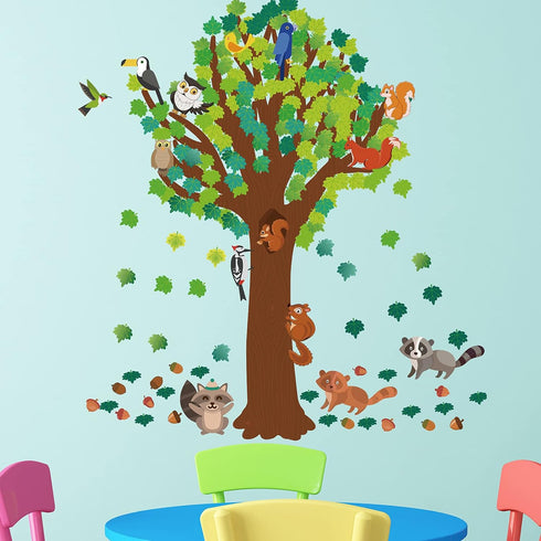 Zonon 163 Pcs Spring Classroom Tree Bulletin Board Decor, DIY Whimsy Tree Cutouts for Kid School