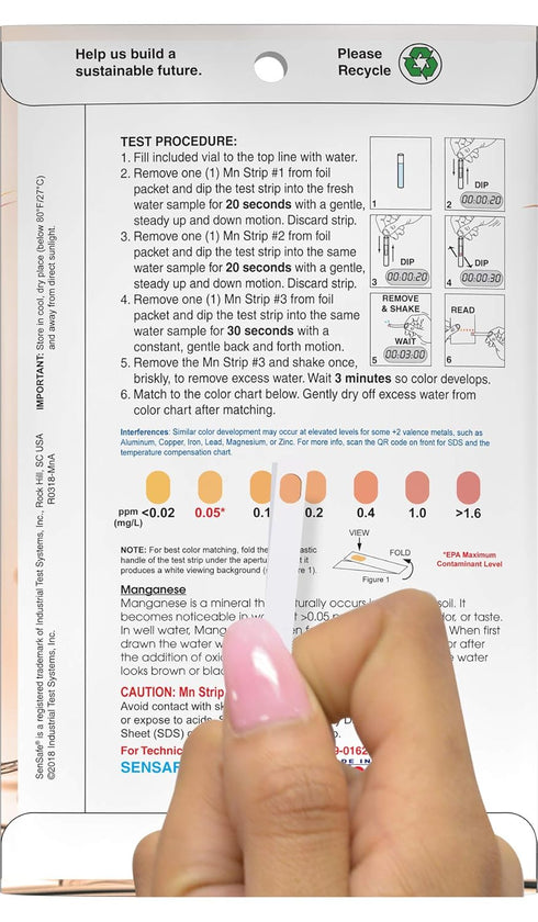Industrial Test Systems 481012 Sensafe Manganese Water Test Strip Kit for 12 Tests