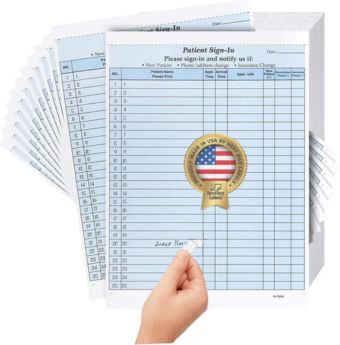 NextDayLabels Patient Sign-in Sheets - HIPAA Compliant, 3-Part Carbonless NCR Forms -