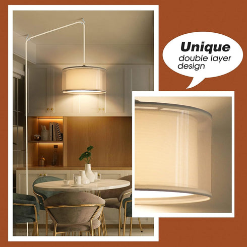 SLYYMY 15FT Plug in Pendant Light, White Cord Hanging Lights with Plug in Cord, Hanging Light with On/Off Switch