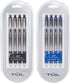 TUL Retractable Gel Pens Bundle - 0.5mm Fine Needle Point, Black/Blue (2 4-packs)
