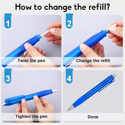 Crtiin 6 Pcs Jumbo Easy Grip Ballpoint Pens with Refills Extra Large Black Ink Fat Pens for School Office Writing