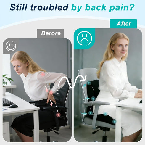 BANKQF Tailbone Seat Cushion for Office Chair and Car, Lumbar Support Pillow for Office Chair, Memory Foam Ergonomic