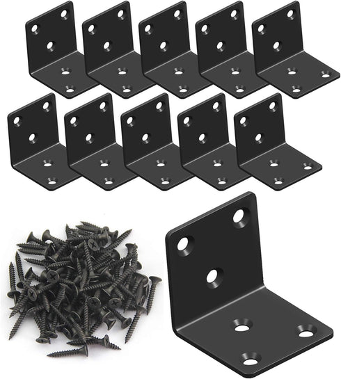 Aufuga Black Stainless Steel Shelf Bracket,Joint Right Angle Bracket,L Shape Heavy Duty Metal