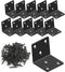 Aufuga Black Stainless Steel Shelf Bracket,Joint Right Angle Bracket,L Shape Heavy Duty Metal