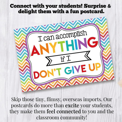 Positive Encouragement Themed Blank Postcards, 30 Fill In Notecards for Students from Teachers
