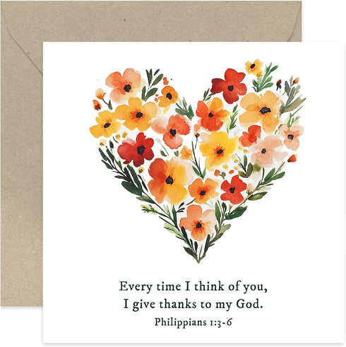 Religious Thank You Card for Friends - Beautiful Floral Card for Him