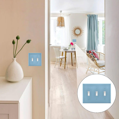 Light Blue 3 Gang Toggle Switch Plate Cover, Decorative Outlet for Home Decor