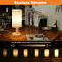 Dimming,Natural Rechargeable Cordless Touch Table Lamp with Stepless Wood Base&Linen Shade,Small Battery Wireless