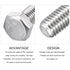 Hex Bolts 5Pcs (3/8-16x4"), 304 Stainless Steel Fully Threaded Hex Head Screws for Furniture Repair, Silver