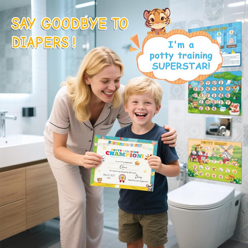 JIXZEN 3 1-3, 2-4, Reward(15 Potty Training Chart with Animal Themes Potty Training Stickers, Fun Potty Reward Chart