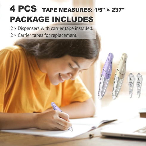 Refillable Retractable White Out Correction Tape, 4 PCS with 2 Extra Refills for Office Supplies