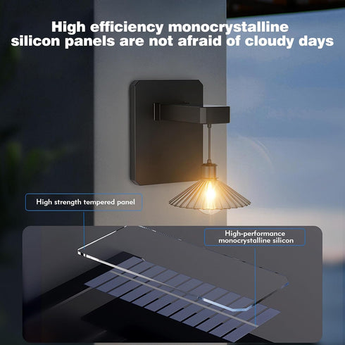 2 Pack Bulb Outdoor Solar Powered Wall Light with Dusk to Dawn Wall Mount Sconce Anti-Rust Waterproof Wall Lantern