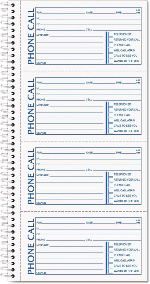 TOPS Phone Message Book, Carbonless Duplicate, 200 Set per Book, 4 Messages per Page (4002)
