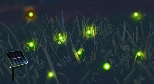 Wskvlcg 9 (2 Pack) Solar Powered Firefly Lights, LED Automated Pulsating String Chasing Firefly Lights Lantern Solar