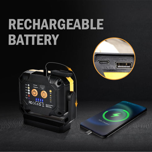 Magnetic Work Light, 1200LM COB LED Rechargeable with 15 Lighting Modes for Outdoor Use