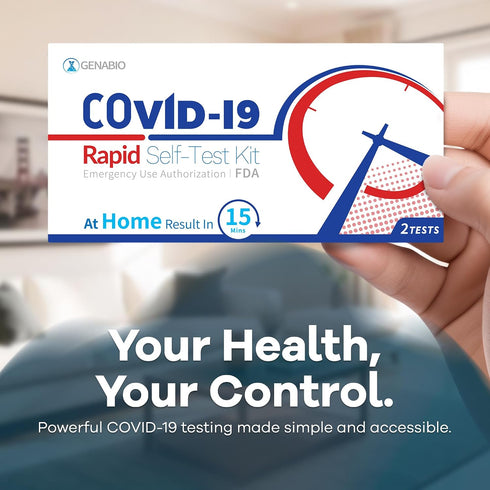 COVID-19 (2 Pack) 15-Minute 2+ (1 Pack, 2 Genabio Antigen Rapid Self-Test Kit FDA EUA Authorized | At-Home Results |