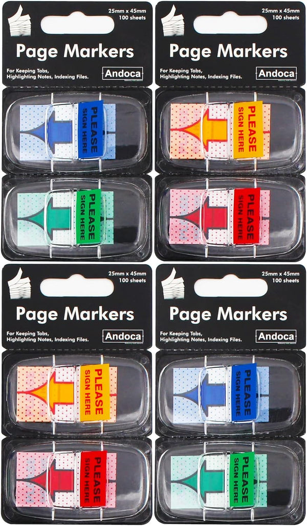 Please Sign Here Message Flags: Assorted Color, 400 Pages Total, 0.98 x 1.77 Inch Wide, 50 Flags/Dispenser