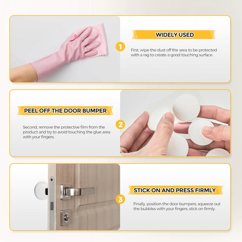 Ravinte Hardware Door Stopper Wall Protector, Clear Door Bumpers with Strong Adhesive for Kitchen Cabinets, 12pcs