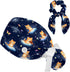 Scrub Caps Women Nursing Hats Lovely Cat with Buttons Ponytail Working Adjustable