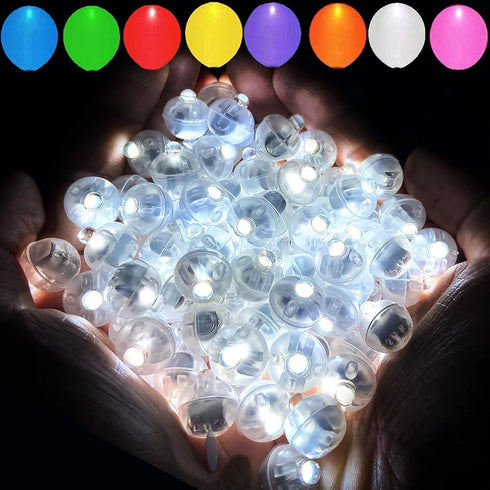 Aogist 100pcs White Balloon Lights,Long Standby Time Waterproof Mini Light,Battery Powered,Round LED