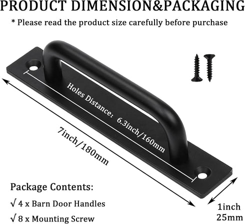 4Pack Black Sliding Barn Door Handles Push Pull Bar Handles Wooden Door Glass Door Handles Heavy Duty Aluminum Doors Steel Gate Handles by Sonny Brook Hams