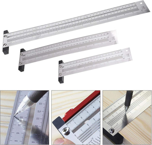 Ultra Precision Scribing Ruler 12in, Anti-Rust Stainless Steel Woodworking Marking Tool for Gauging and Measuring