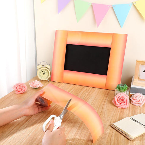 Sunset Bulletin Board Borders, 65 Feet of Orange Strips for Bulletin Board, White Board, Cork Board Decor