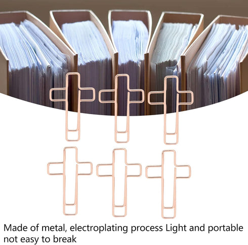 Fdit 100PCS Cross Paper Clips, Rose Gold Metal Clamps for Document Sorting & Organizing at Office, School