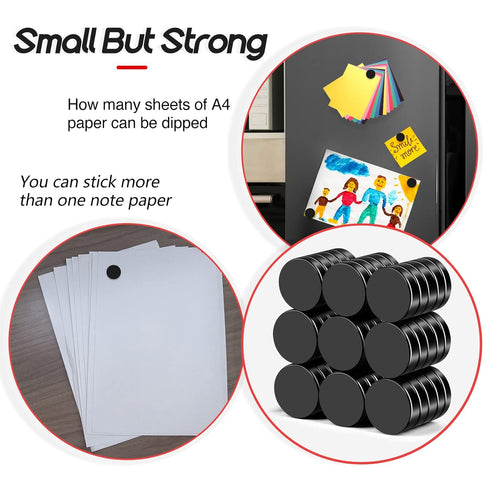 50 Pcs Neodymium Refrigerator Magnets, Premium Round Disc Small Rare Earth Magnets for Crafts, DIY, Office, Black
