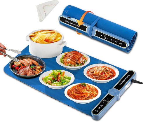 LPZNUYVC Food Warming Mat, Silicone Heating Tray with 9 Temperature Settings, Foldable Quick