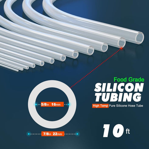 ZHANXUBIO (5/8"x7/8"-16x22mm, 10 Silicon Tubing,Food Grade Silicon Tubing,aquarium tubing,drip irrigation tubing,High