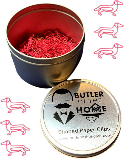 Dog Dachshund Shaped Paper Clips, Great for Collectors or Dog Lovers, 100 Count (Style #2) (Pink)