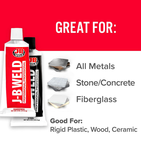 J-B Weld 8281 Professional Size Steel Reinforced Epoxy, Hardener and Steel Pack, 10 oz