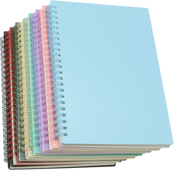 Yansanido Spiral Notebook – 8 Pcs A5 Thick Plastic Hardcover, 80 Sheets, 160 Pages, College Ruled, 8 Color