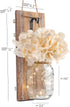 YI LIGHTING Set 2 of - Rustic Wall Sconces - Mason Jars Sconce with Remote Control, Flowers, LED Fairy Lights for Home