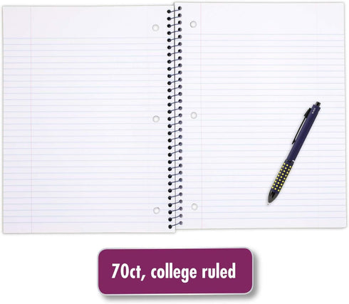 Mead Spiral Notebook, 1 Subject, 70 Sheets, College Ruled Paper, 10-1/2" x 7-1/2", Shape It Up, 1 Notebook (07152)